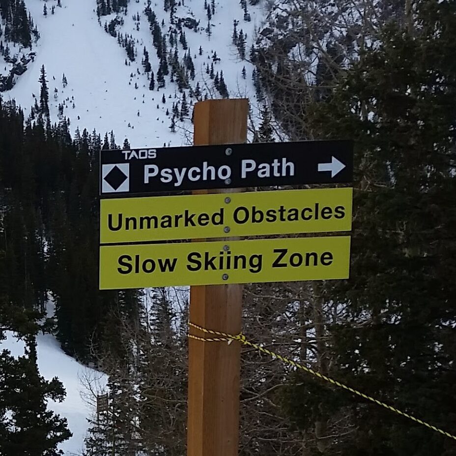 Funny ski trail sign