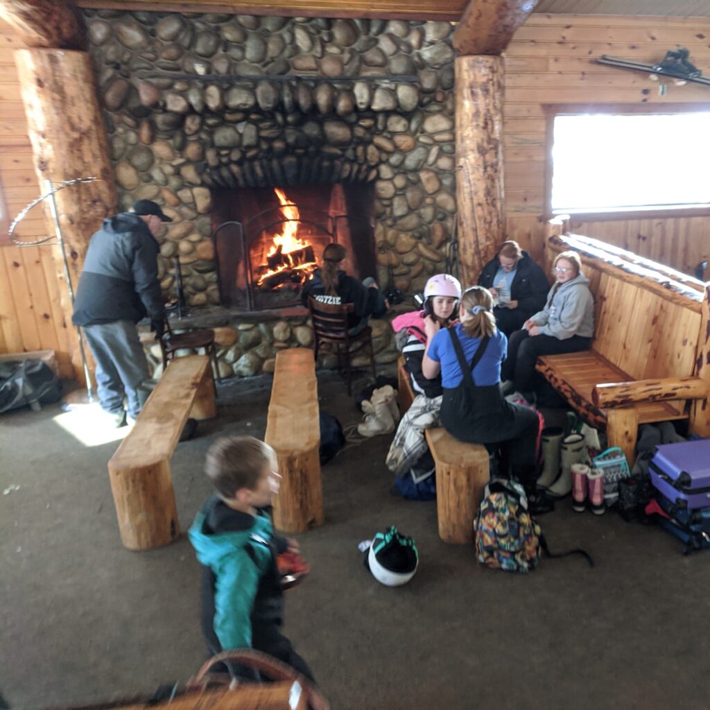 Warming up by the fire