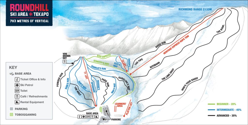 Roundhill ski area trail map