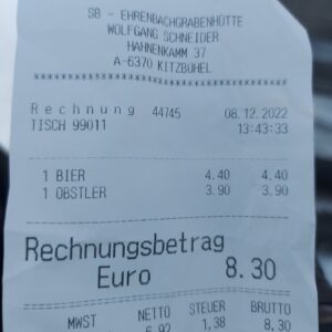 Drink receipt